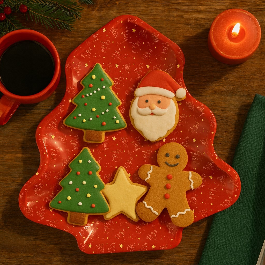 Bandeja De Natal Decorativa Retangular/Redonda/Oval Mesa Natalina