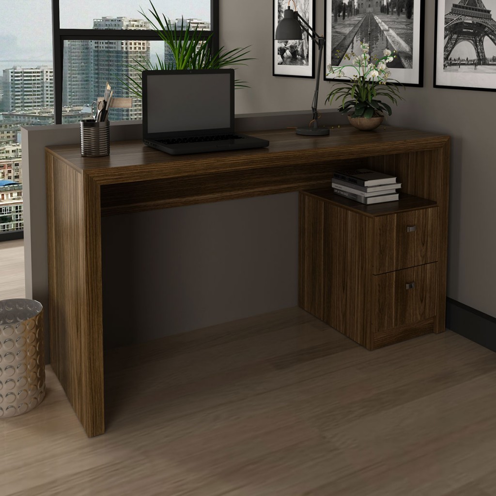 Mesa para Escritório 2 GAVETAS NOGAL ME4130 - TECNO MOBILI em Oferta na Shopee