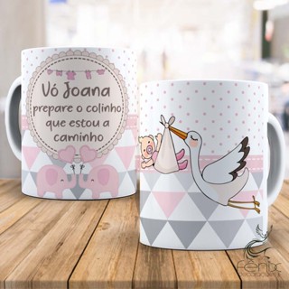 Caneca Lembrancinha Padrinhos do Bebe - Chá Revelação - Porcelana 325 ML em Oferta na Shopee