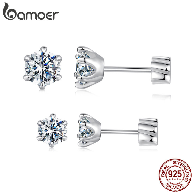 Brincos Bamoer 925 Sterling Sliver Espumante Moissanite 0.5CT Joias Presentes Para Mulheres em Oferta na Shopee
