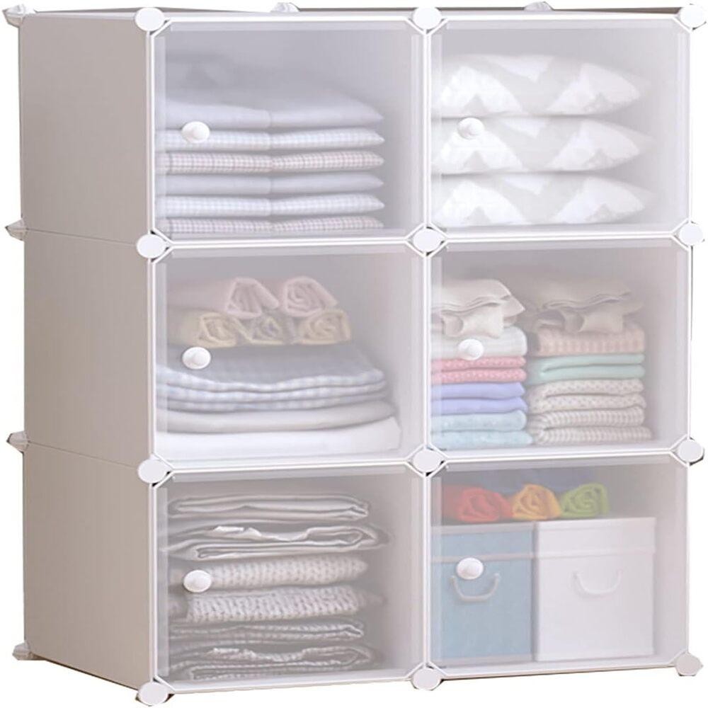 ARMÁRIO MODULAR MULTIUSO 6 PORTAS COM ESTANTE E ORGANIZADOR DE BRINQUEDOS