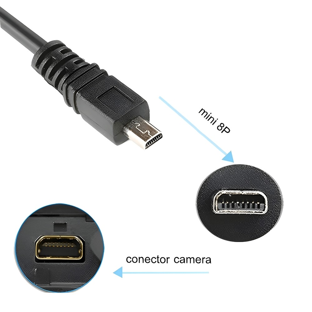 Cabo Mini-USB (8 Pin) x USB 2.0 para Câmeras FujiFilm FinePix - detalhe