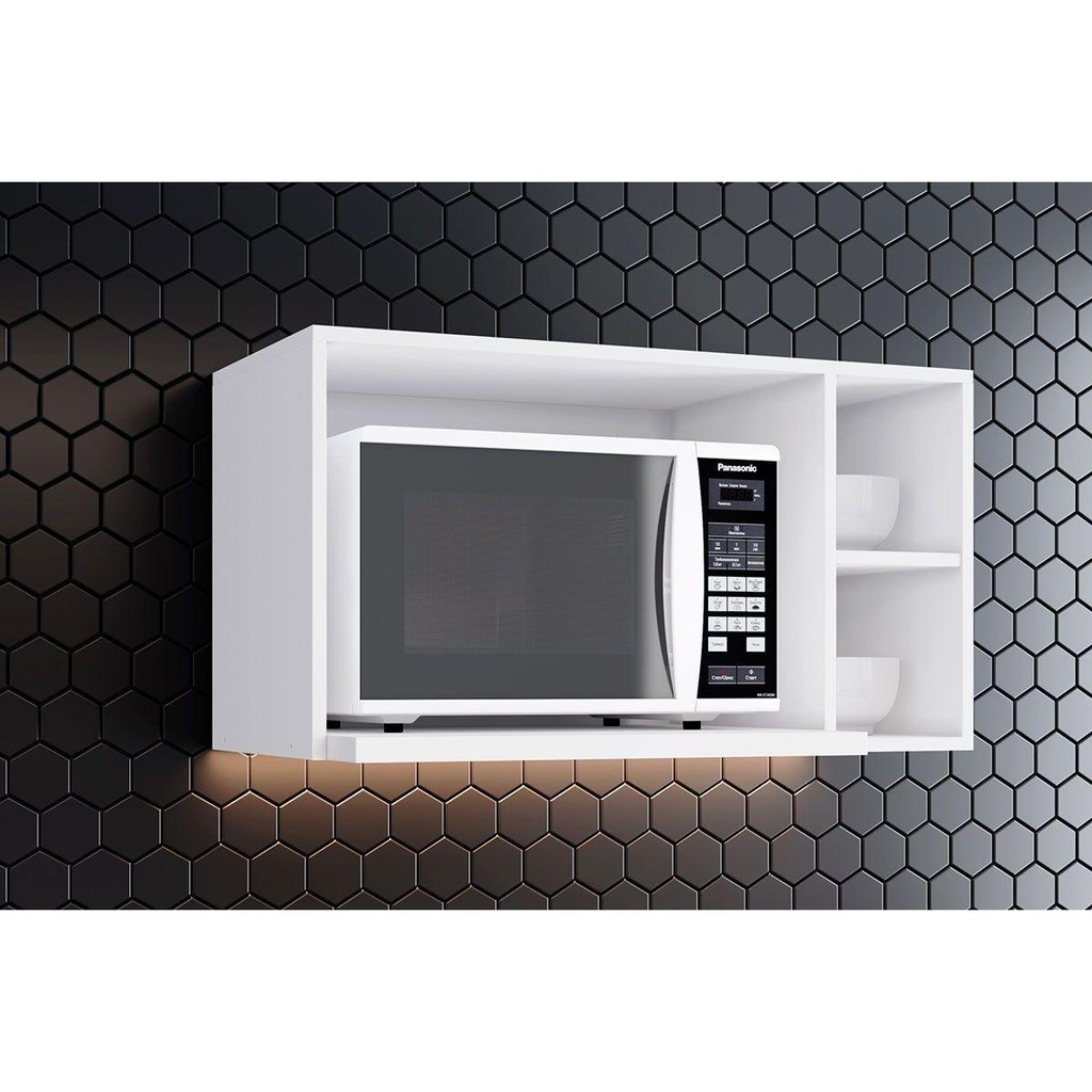 Armário Aéreo Cozinha Modulado Americana p/ Micro-ondas 80cm Branco - Henn em Oferta na Shopee