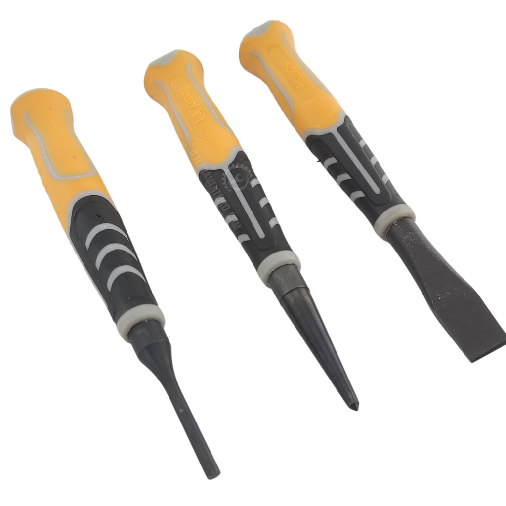 Kit Jogo Cinzel Punção CRV 3 Peças + Estojo