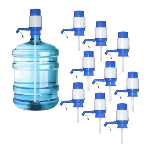 Kit 10 Bomba de Garrafão Manual Azul para Galão de Água 10 e 20 Litros em Oferta na Shopee