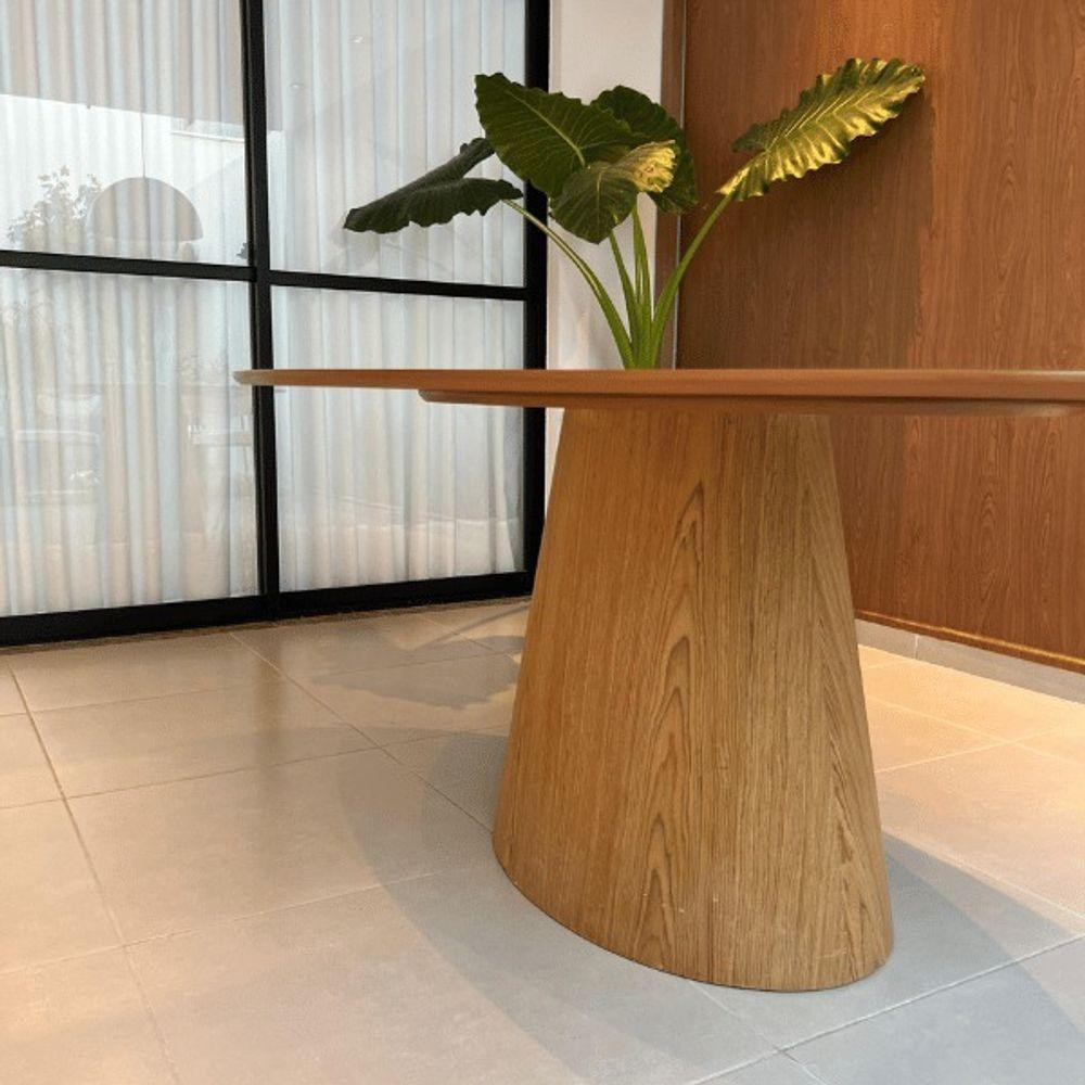 Mesa De Jantar Cone Oval 150x80 Cm Tampo Freijó Base Freijó Cor Marrom · foto 2