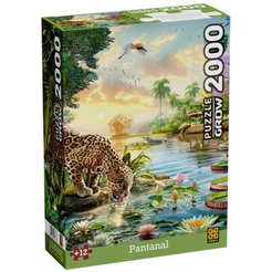QUEBRA CABEÇA PANTANAL 2000 PEÇAS GROW PUZZLE JOGO PAISAGEM BIOMAS BRASIL FAUNA ONÇA ANIMAL SELVAGEM