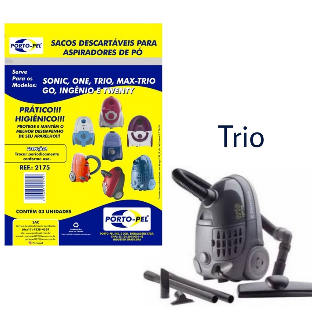 Kit 3 Sacos Aspirador de Pó Electrolux - Trio (2175) em Oferta na Shopee