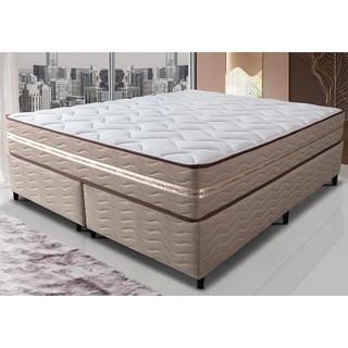 Cama Box Super King (Colchão + Box) 193x203x60 de Molas Ensacadas Cama inBox Smart Gold Bege