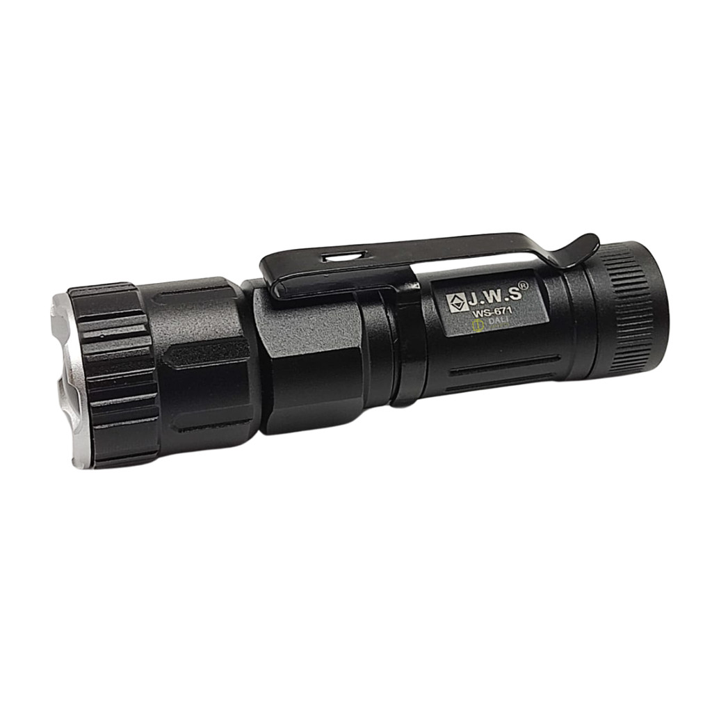 Lanterna Tática EDC 10cm Jws Led T12 Super Forte Com Clip e Botão Liga e Desliga na Tampa