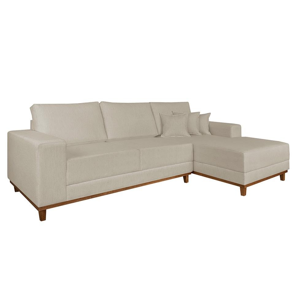 Sofá 4 Lugares Mônaco Com Chaise Direito Linho Off White em Oferta na Shopee