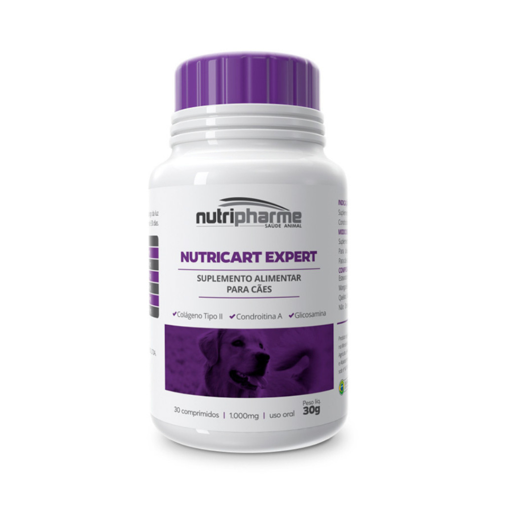Nutricart Expert 1.000mg para Cães 30 Comprimidos - Suplemento Para Cães
