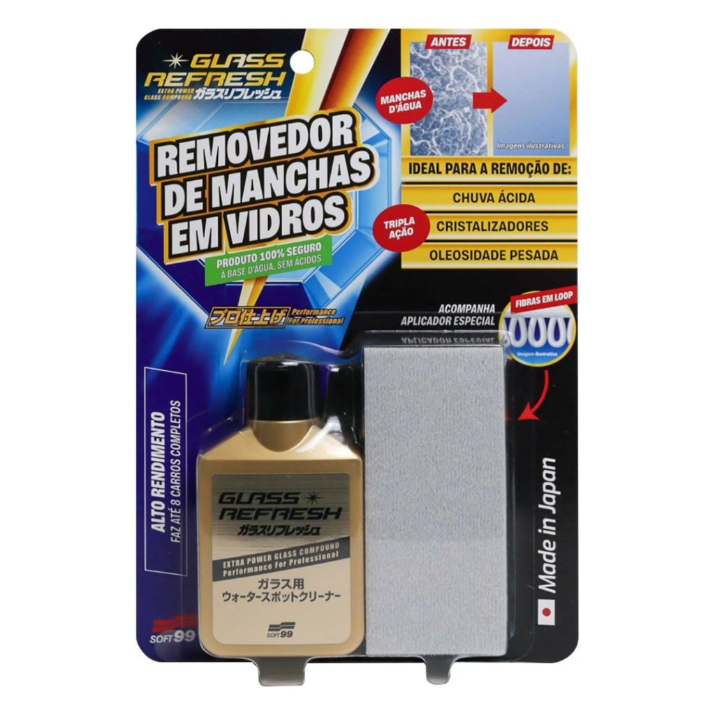 GLASS REFRESH 80ML - KIT REMOVE MANCHAS DE VIDRO - SOFT99 em Oferta na Shopee