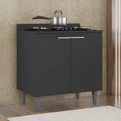 Balcão de Cozinha Para Cooktop 80cm Pérola Z34 Preto - Mpozenato