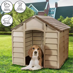Casinha Casa Cachorro Cães Média Plástico Proteção UV 71x71x68cm - Marrom Starplast