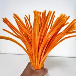 Haste de Chenille Laranja - 30cm - 100 unidades - Rizzo | Limpador de Cachimbo Fios Artesanato
