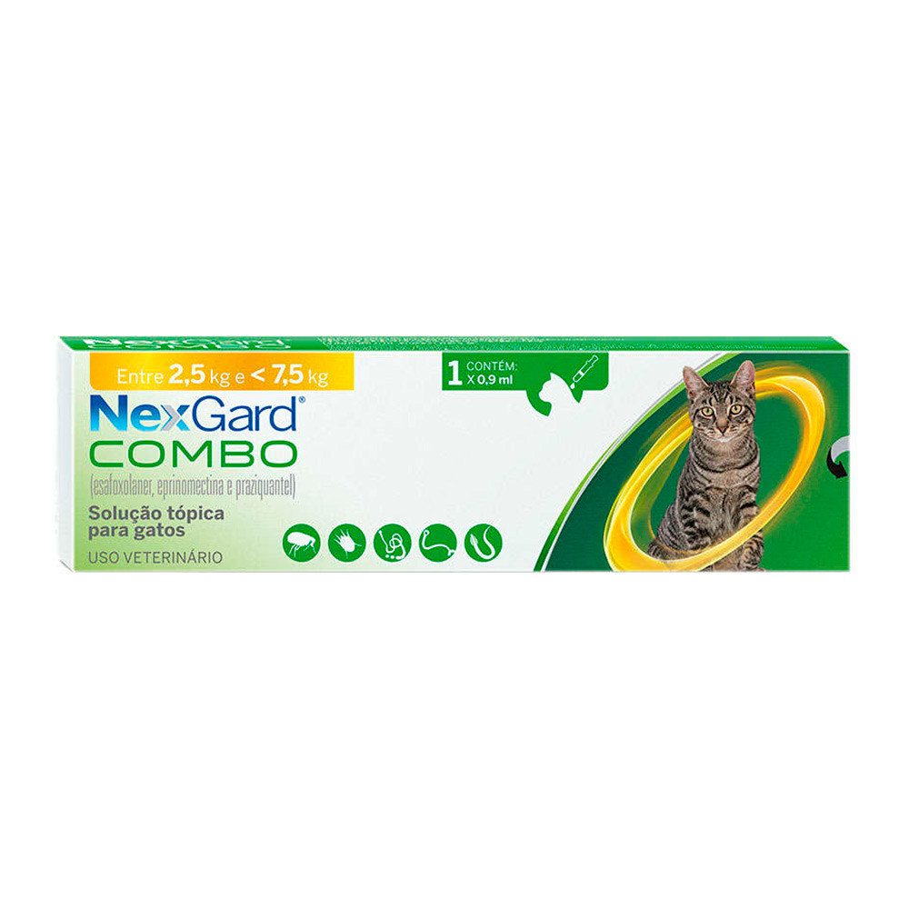 Nexgard Combo Antipulgas, Sarna e Vermífugo Para Gatos 2,5kg a 7,5kg 1 Aplicador - Pets