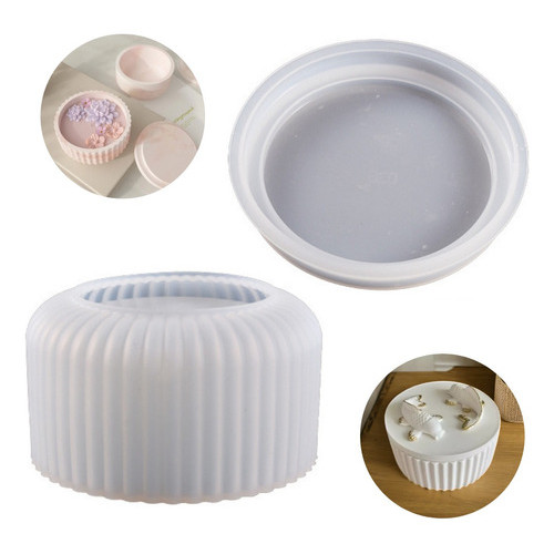 Molde Silicone Pote Baixo Riscado com Tampa Resina Vela Gesso Artesanal em Oferta na Shopee