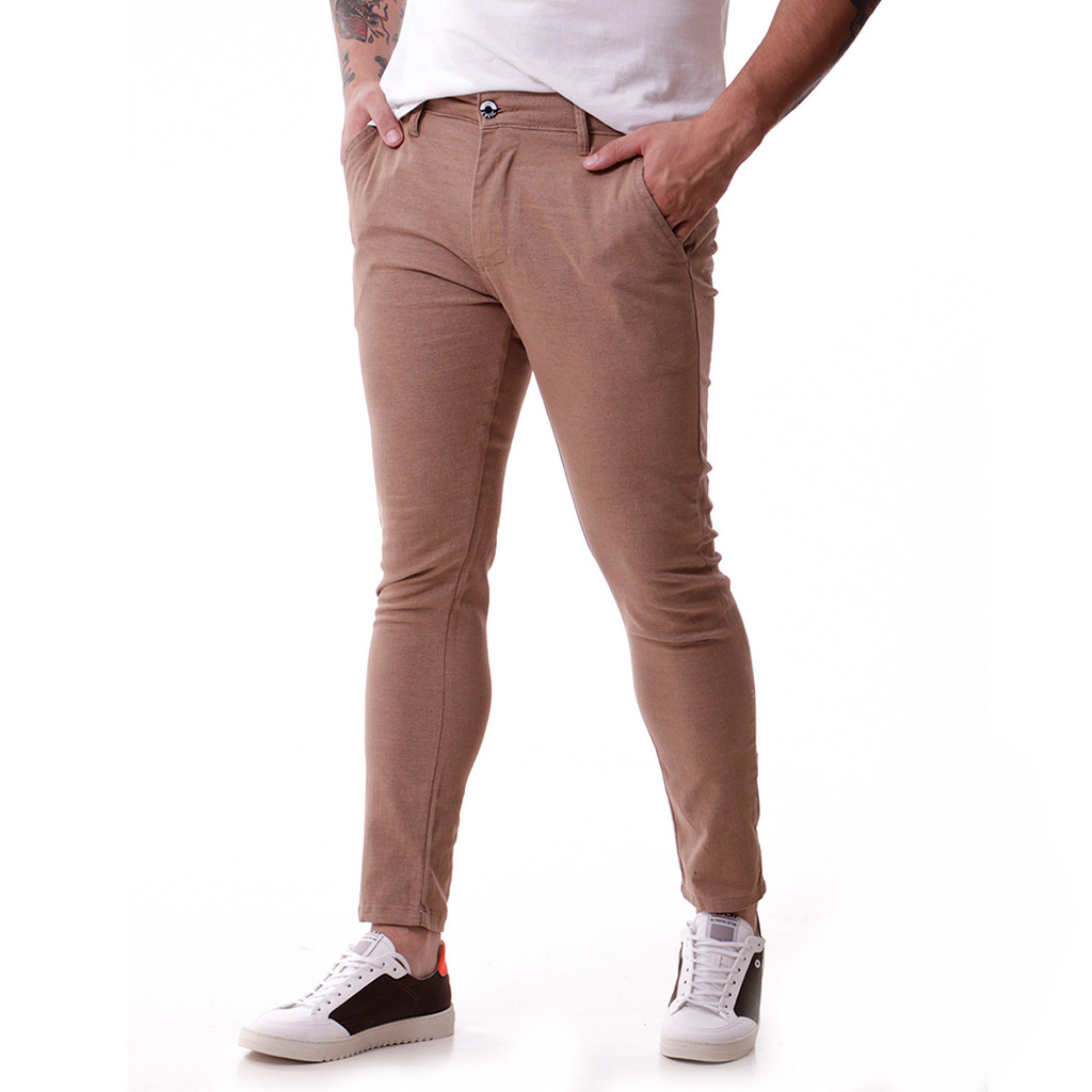 Calças Sarja Chino Premium Masculina Alfaiataria Esporte Fino Bolso Faca Bolso Embutido
