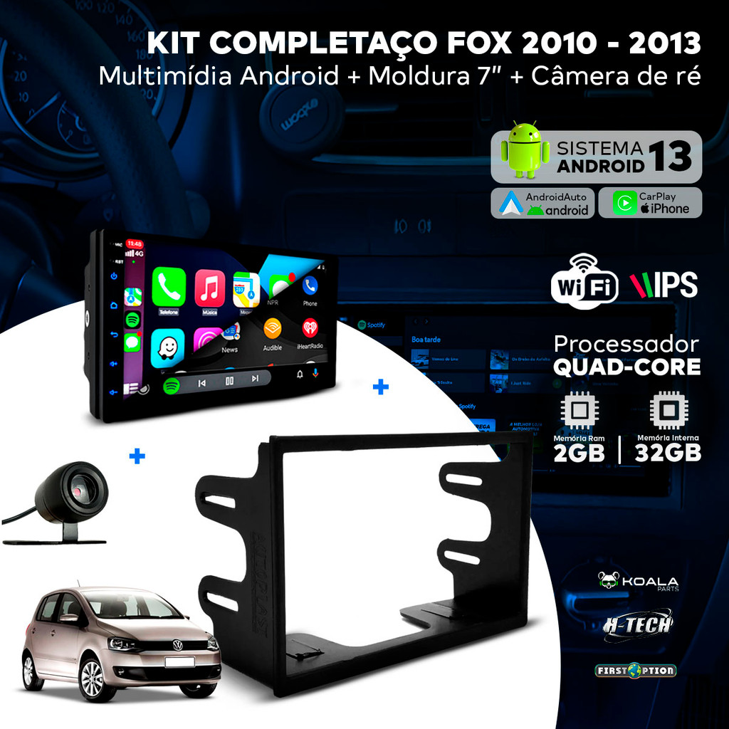 Detalhes do Kit Multimídia Android Carplay 7 Pol Fox 2010 2011 2012 2013