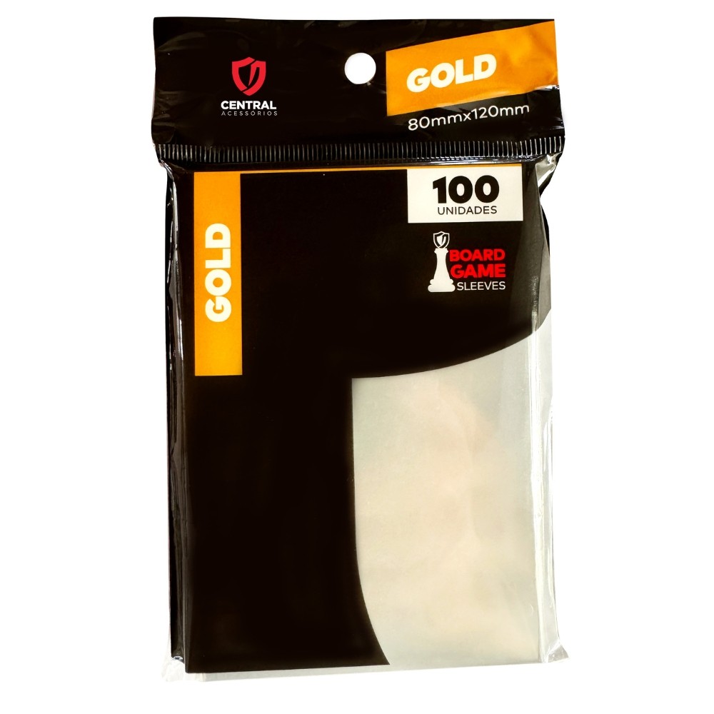 SLEEVE GOLD 80X120mm TRANSPARENTE CENTRAL 100UN BOARD GAMES PROTETOR CARTAS ACESSÓRIO JOGOS TCG OURO - Hobbies & Collections