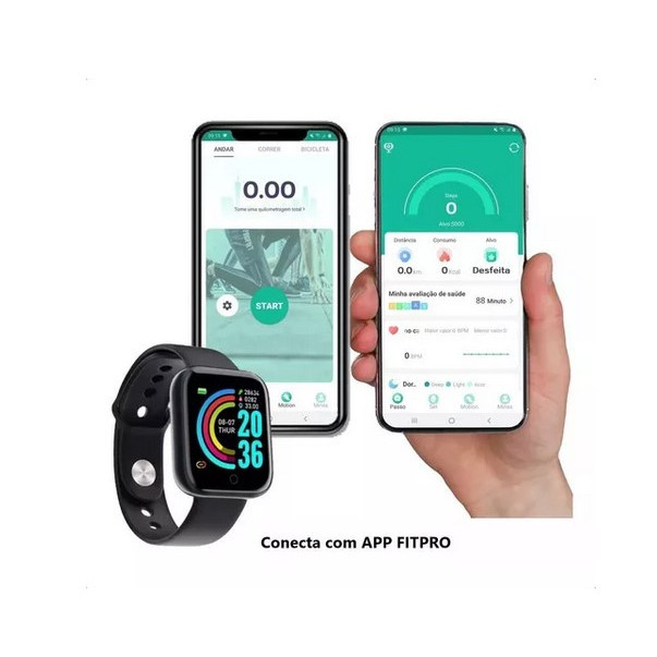 Relógio Inteligente Smartwatch Smart Bracelet D20/Y68 Plus – Adequado para Android e iOS