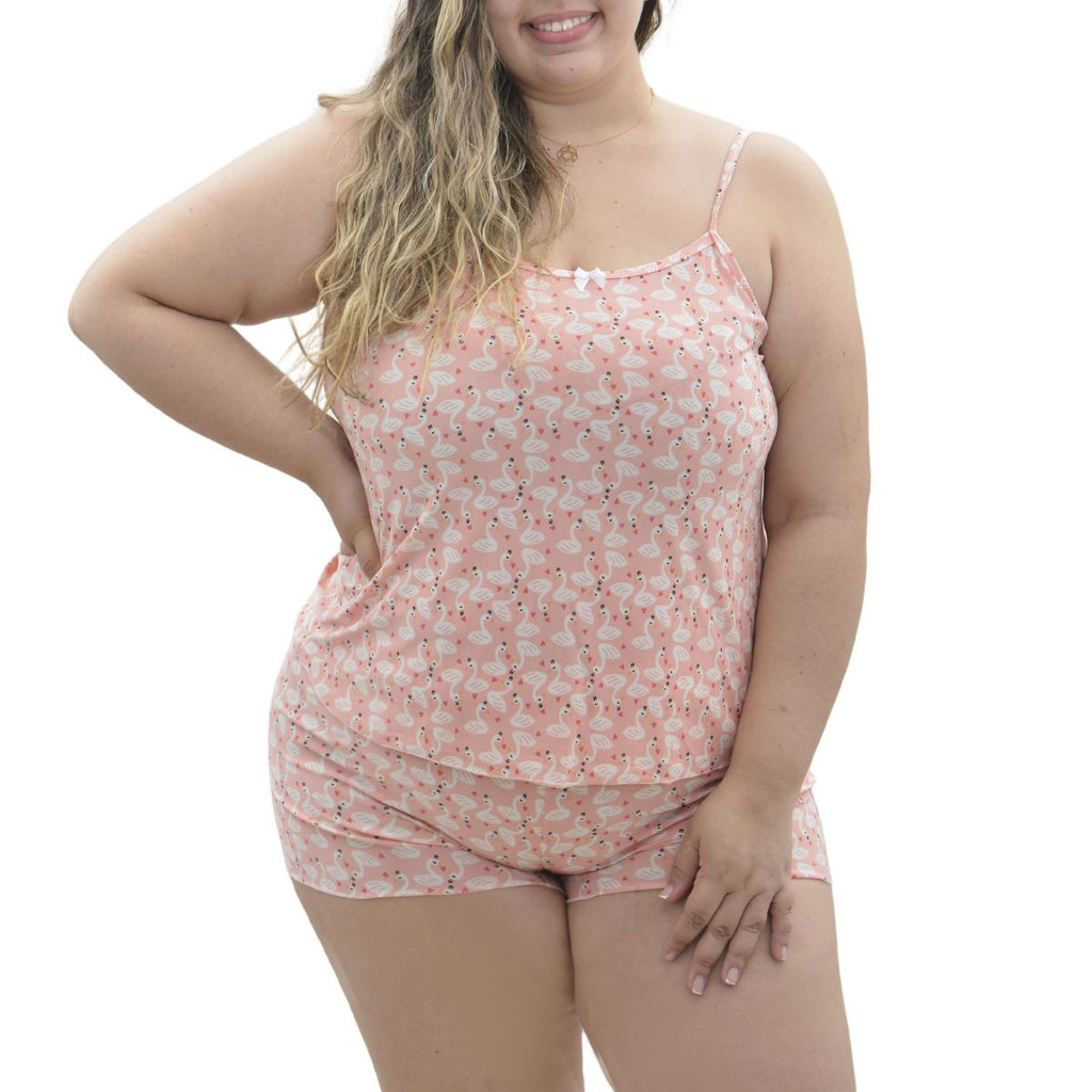 Kit com 5 Pijamas Plus Size Femininos de Verão Short Doll  Valéria