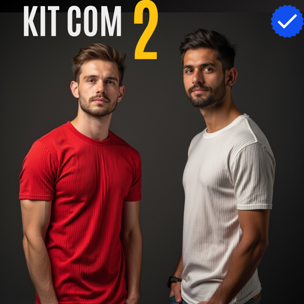 Kit com 2 Camiseta Camisa Slim Fit Canelada Casual Estilo Americana Importada