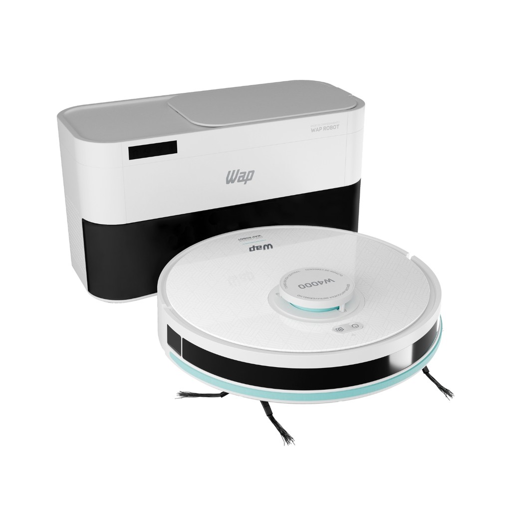 Robô Aspirador de Pó WAP ROBOT W4000 Passa Pano Possui MOP Giratório Autolimpeza Controle e App Casa
