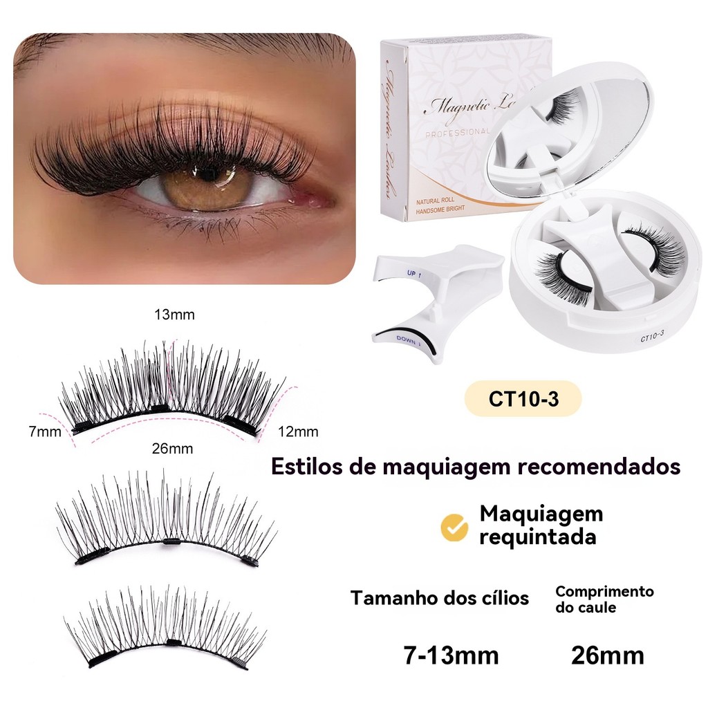 Lashara kit de cílios magnéticos portátil: fixação natural, sem cola e sem remoção em Oferta na Shopee