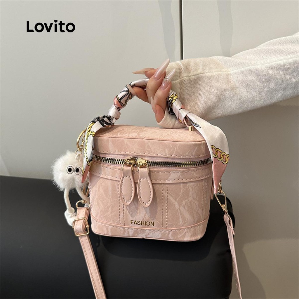 Lovito Casual simples caixa saco versão coreana textura portátil pequena bolsa de ombro para mulher LFA76006 - Women Bags