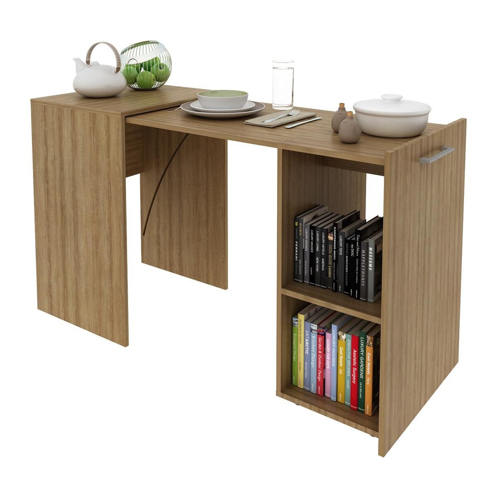 Escrivaninha mesa de escritório Articulável dobrável multifuncional Multimóveis CR25065 Amendoa - Home & Living
