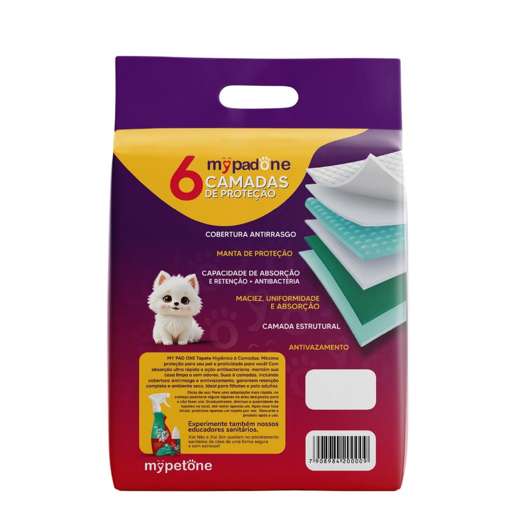 Kit Tapete Higiênico My Pad One 30Un - Xixi Não - Xixi Sim