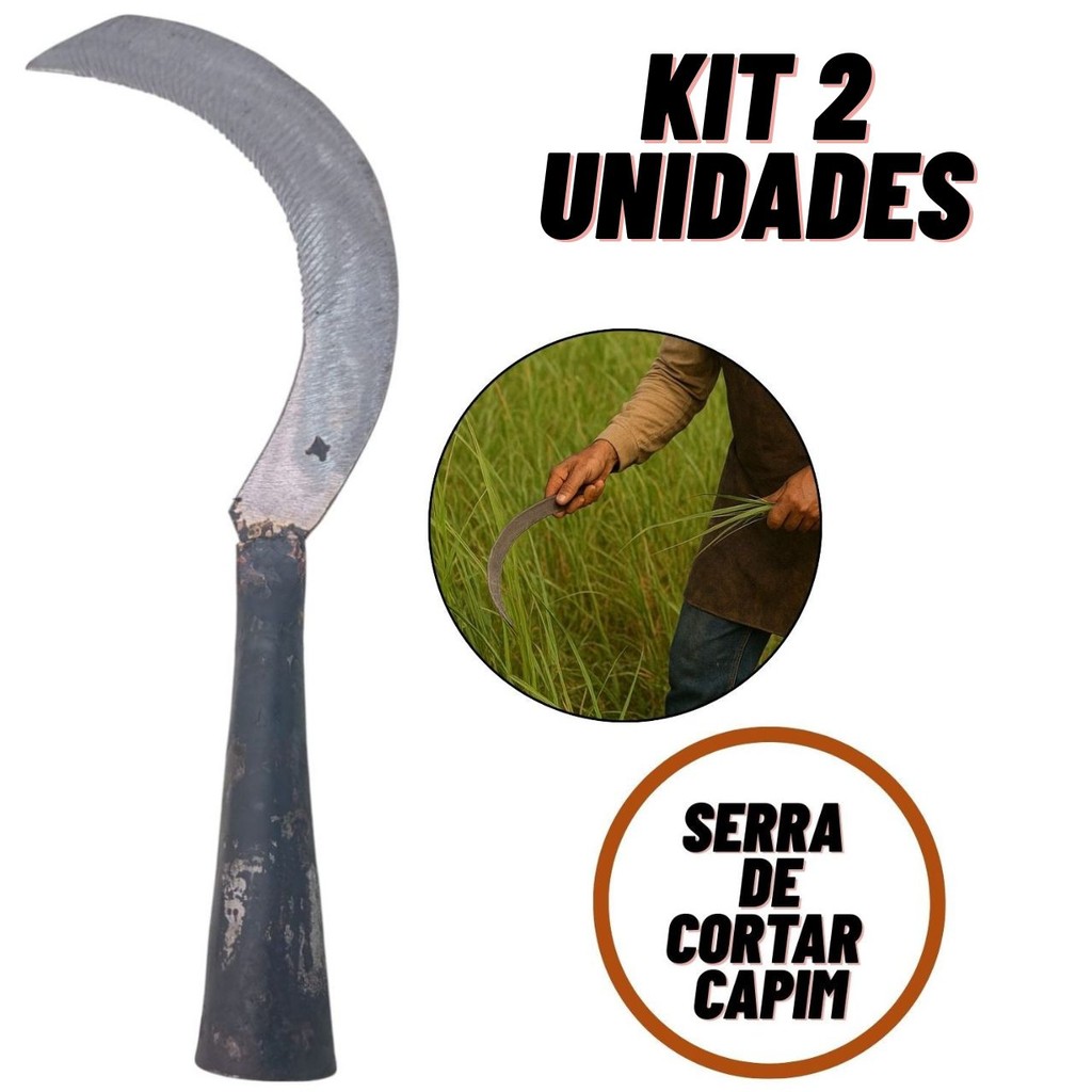 2unid. Serra Tira Capim Foice Pasto Com Dentes barato
