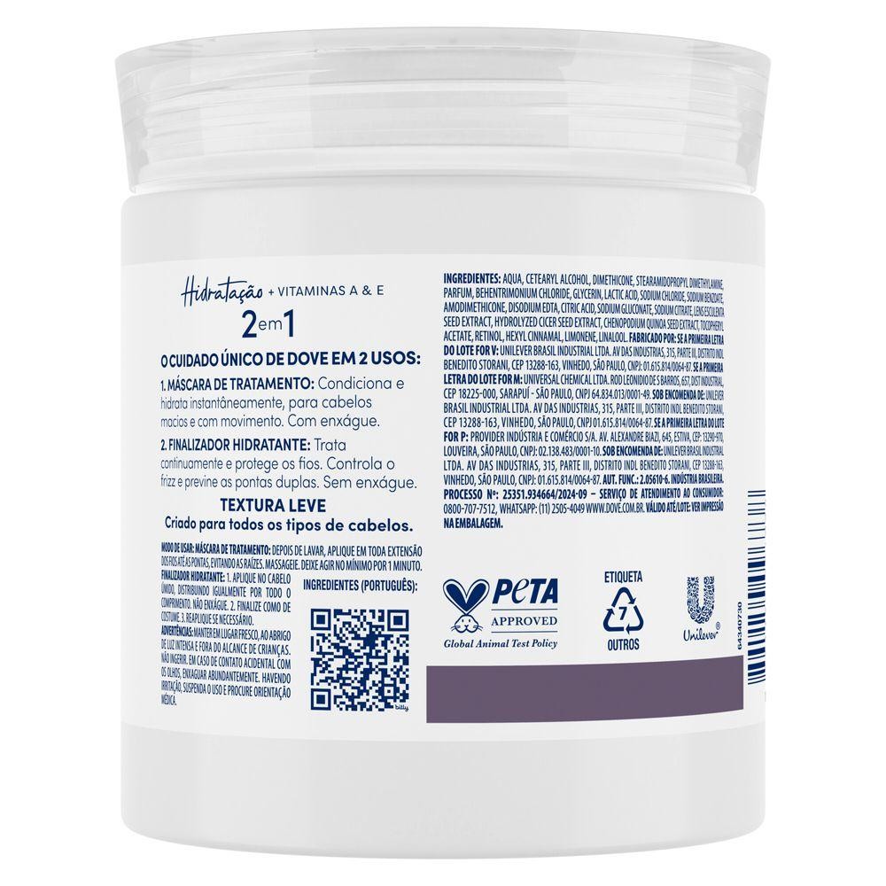 Detalhes do Máscara de Tratamento + Finalizador 2 em 1 Dove Hidratação + Vitaminas 500g