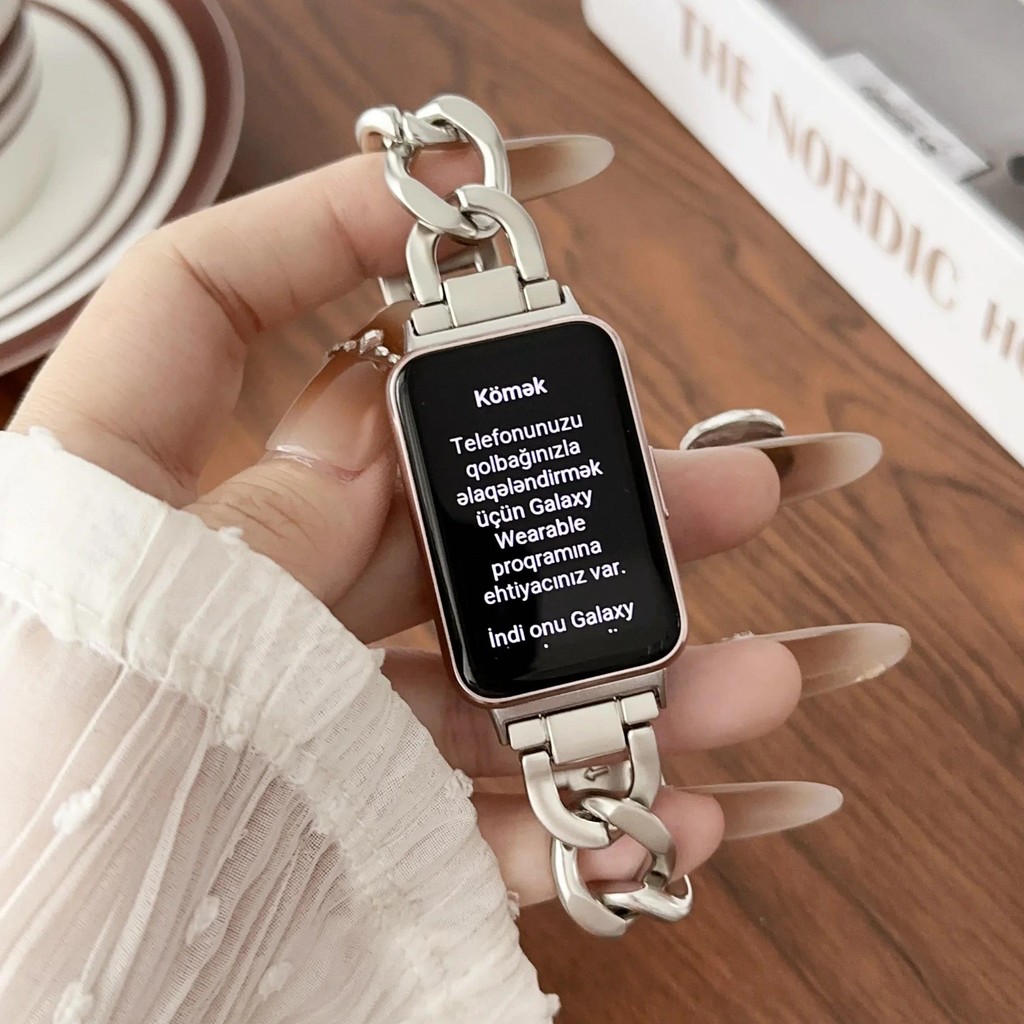 Pulseira De Aço Inoxidável Para Samsung Galaxy Fit 3 , Corrente De Metal Acessór
