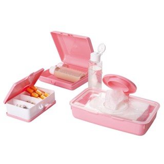 Kit Higiene 6 Peças Porta Lenço Box Multiuso Rosa Plasútil em Oferta na Shopee