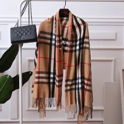 Lenço Cachecol Pashimina Echarpe Feminino Masculino Unissex Para Frio Inverno Xadrez Grande e Grossa Macio（Cachecol-03）