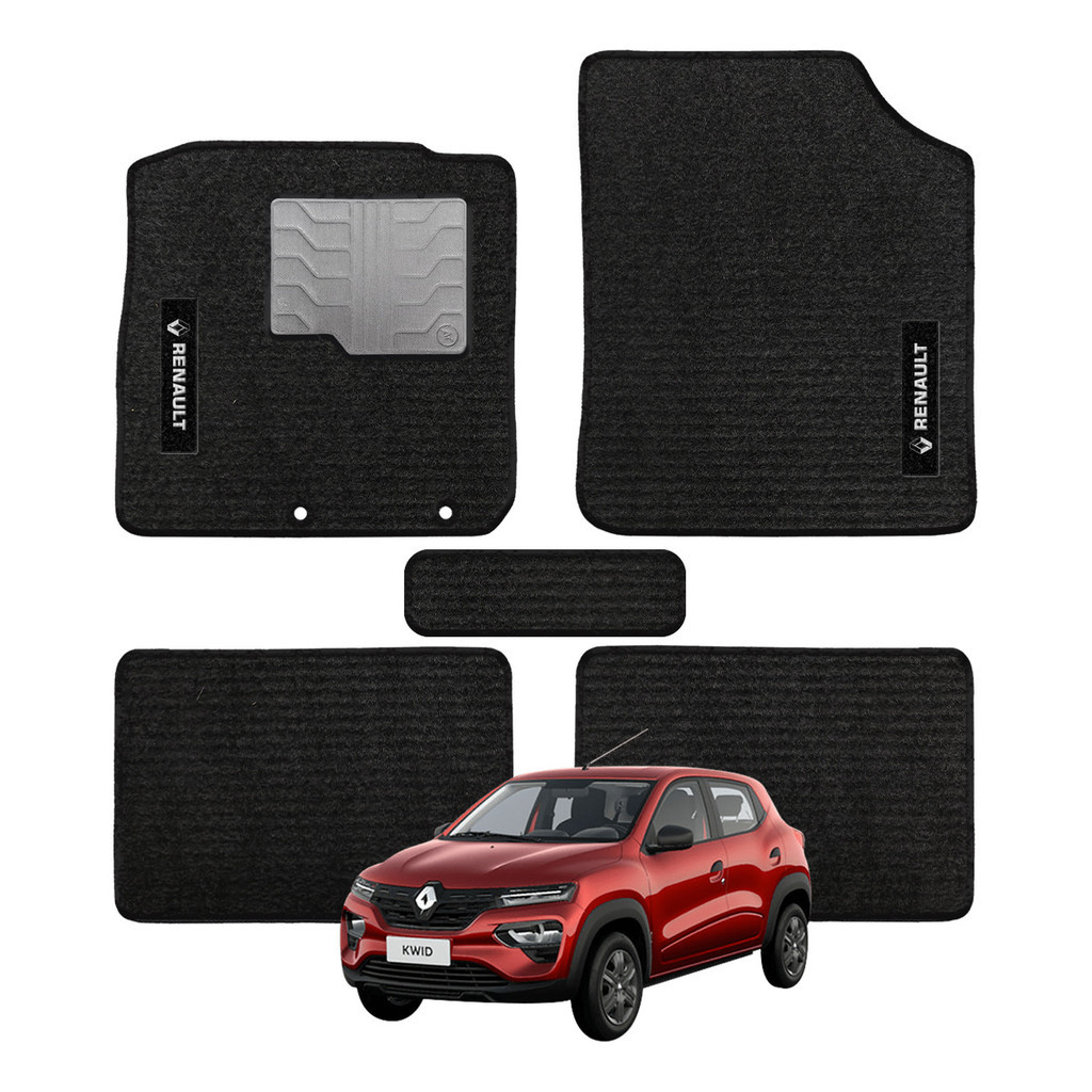 Kit de tapetes 5 peças específico Kwid 2017 a 2024 Carpete Preto