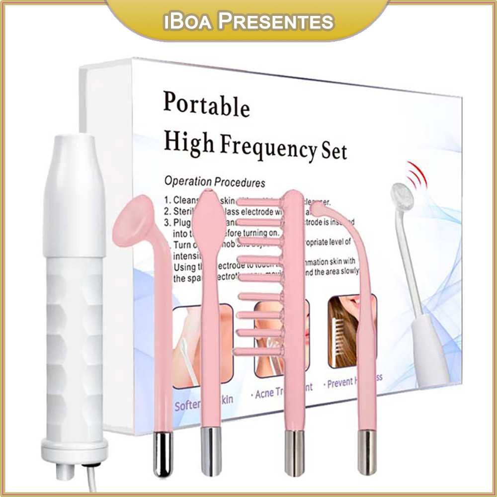 Aparelho Alta Frequência Portátil Para Limpeza De Pele Tratamento Facial E Capilar 4 EM 1 Eletroterapia Bivolt em Oferta na Shopee