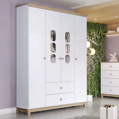 Guarda Roupa 4 Portas 2 Gavetas Aconchego Henn