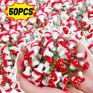 [Novo] 50Pc Mini Cogumelo Coloful Vermelho Jardim Pontilhado Brinquedo DIY-Ornamento De Decoração De-Planta Bonsai De Pa