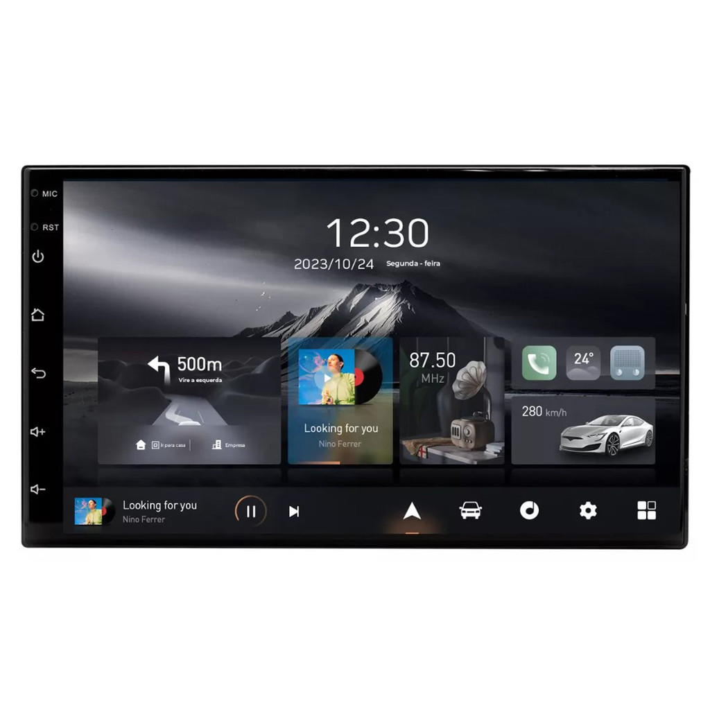 Central Multimídia Universal Adak G2 Tela QLED de 7" Polegadas 2GB Ram 64GB Carplay e Android Auto