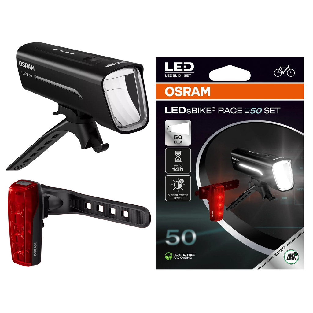 Farol Lanterna Bike Frente Tras Regarregavel Osram Race50SET