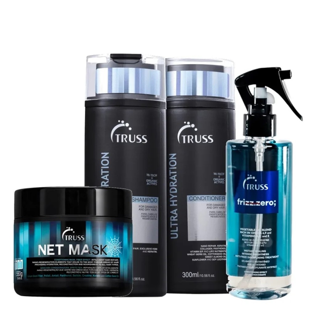 Kit Truss Ultra Hydration - Shampoo 300ml + Condicionador 300ml + Frizz Zero Spray 260ml + Net Mask 550g