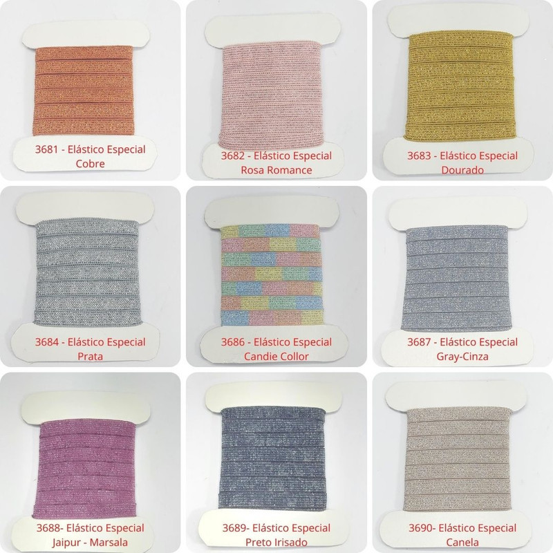 Elástico Especial Chato 7mm Várias Cores Encadernação ElasticoEspecial Rosa Azul Preto Lilás Dourado