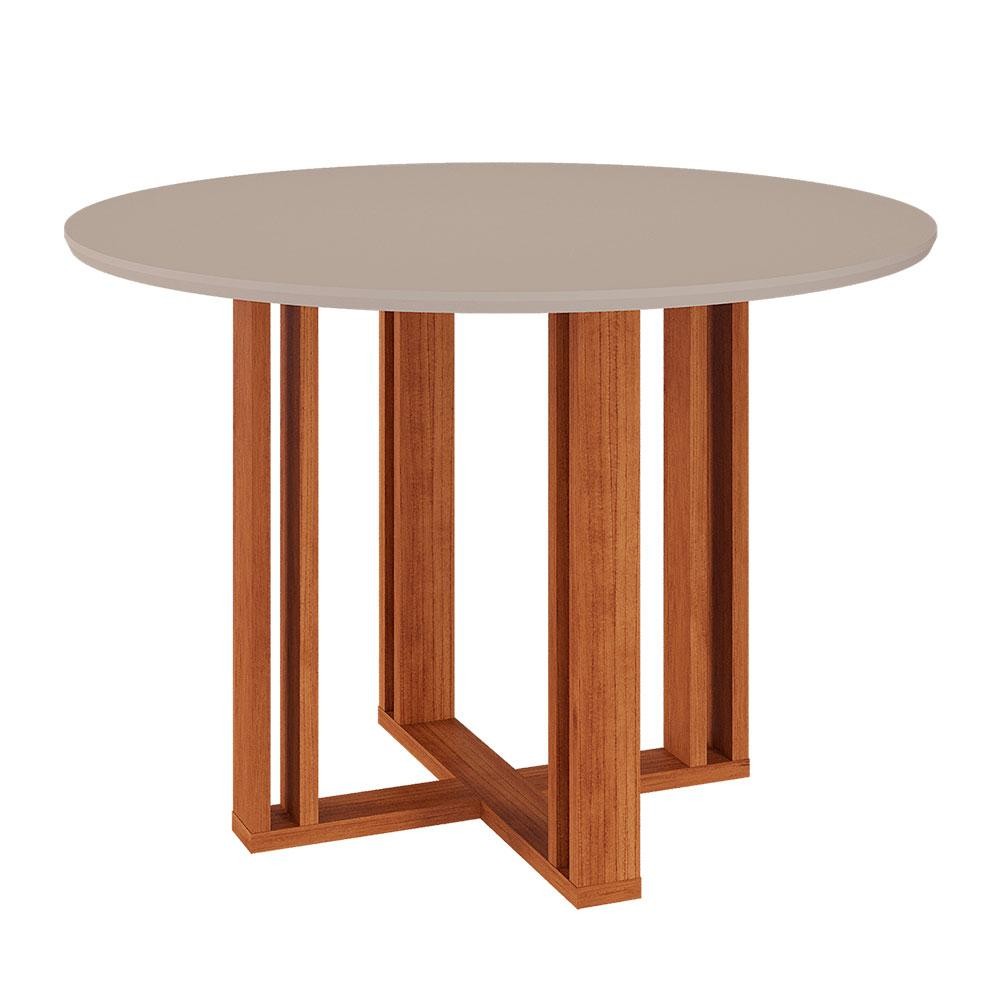 Mesa de Jantar Redonda com Tampo MDF Flora Cinamomo e Off White 109 cm em Oferta na Shopee