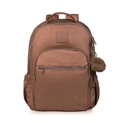 Mochila Escolar Juvenil Feminina Perolada Marrom