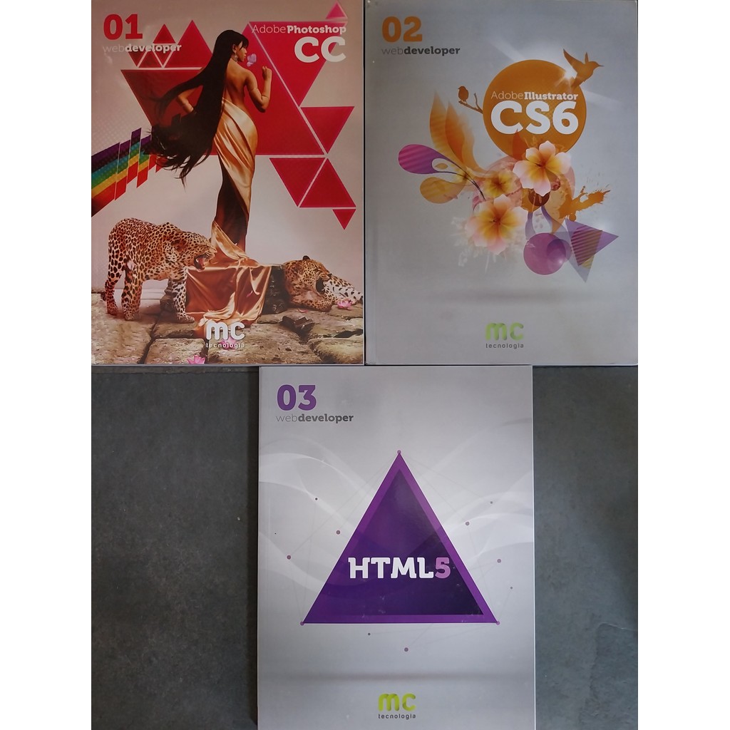 LIVRO,KIT(3),WEB DEVELOPER,1. ADOBE PHOTOSHOP CC, VOL.1, 2. ADOBE ILLUSTRATOR CS6, VOL. 2, 3. HTML 5, MC TECNOLOGIA,VOL3