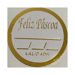Etiqueta De Páscoa Dourada - Data de Validade - 3cm - 100 unidades - Rizzo